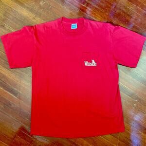 Vintage 80's American Born Winston Red Gold Eagle Graphic Tee Single Pocket L/XL
